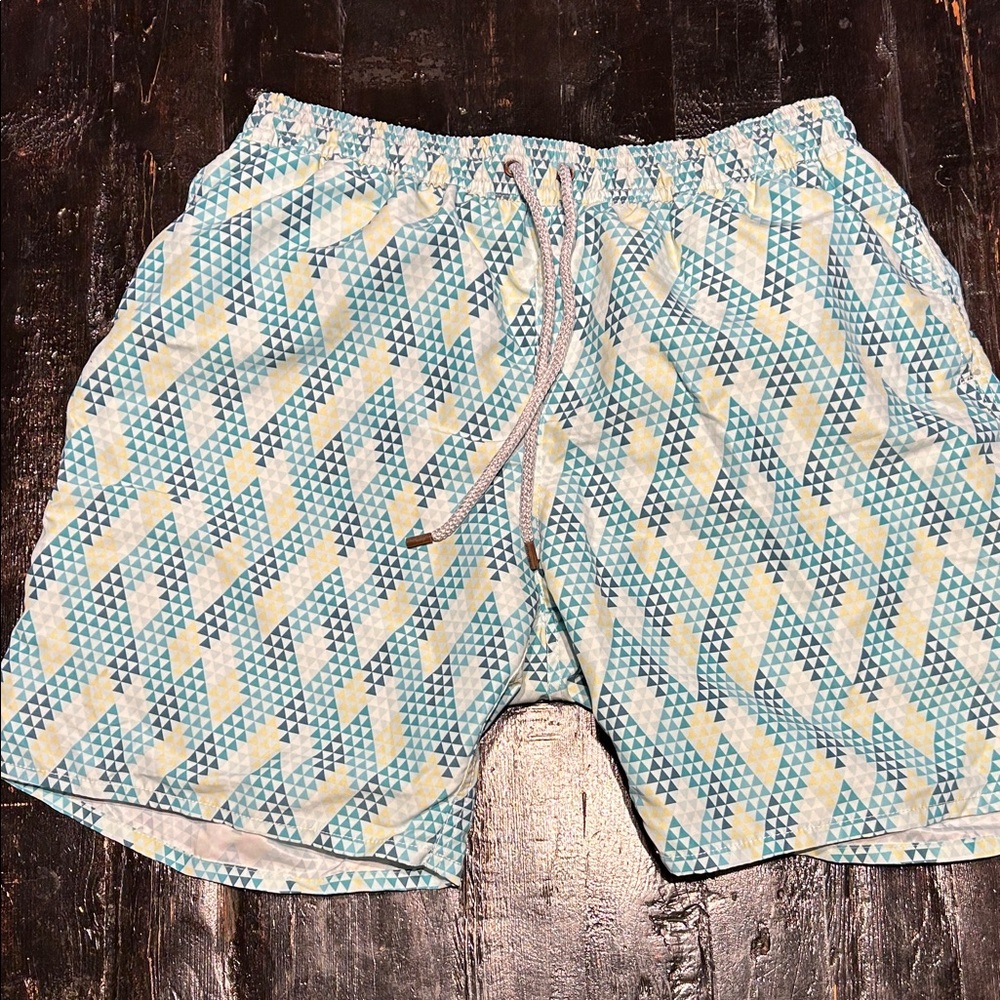 NWOT Retromarine Geometric green and Yellow Men's Swim Shorts XXL